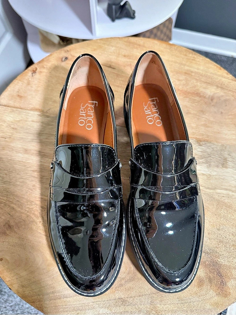 Franco Sarto Cassandra Platform Penny Loafer Black US 6.5 M